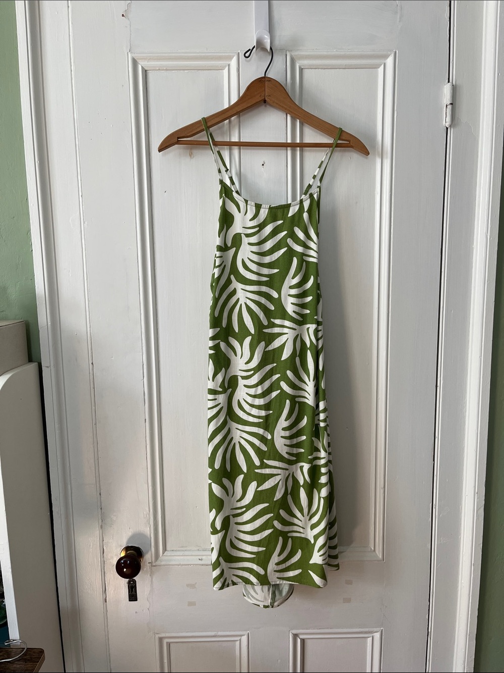 Target Green and White Leaf-Print Midi Slip Dress
